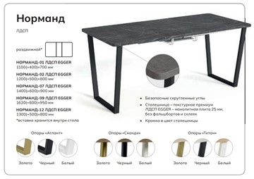 Кухонный раскладной стол Норманд-09 в Екатеринбурге - предосмотр 4
