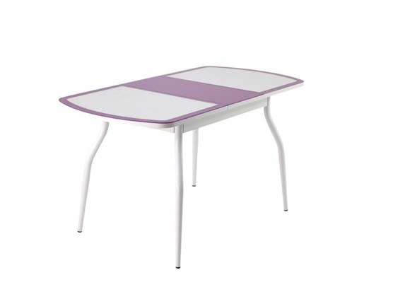 Кухонный стол раскладной ПГ-01 СТК, белый/фиолетовый/крокодил белый/белый в Первоуральске - изображение