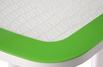 Кухонный раздвижной стол ПГ-01 СТК, белый/зеленый/крокодил белый/белый в Кушве - предосмотр 1