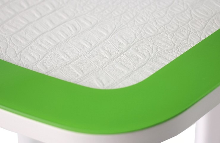 Кухонный раздвижной стол ПГ-01 СТК, белый/зеленый/крокодил белый/белый в Ревде - изображение 1