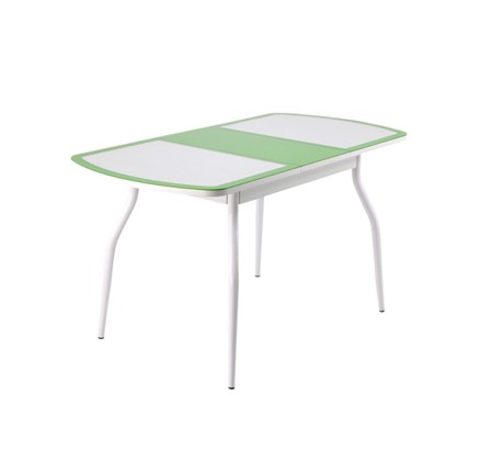 Кухонный раздвижной стол ПГ-01 СТК, белый/зеленый/крокодил белый/белый в Ревде - изображение