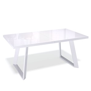 Кухонный раздвижной стол PL1400 (белый/стекло белое) в Новоуральске