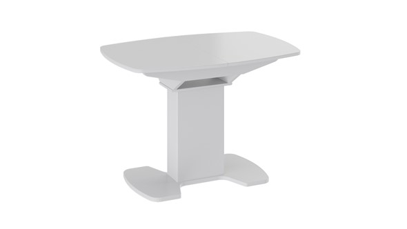 Кухонный стол раскладной Портофино (СМ(ТД)-105.01.11(1)), цвет  Белый глянец/Стекло белое в Кушве - изображение