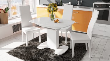 Кухонный раскладной стол Портофино (СМ(ТД)-105.02.11(1)), цвет Белый глянец/Стекло белое в Ирбите - предосмотр 2
