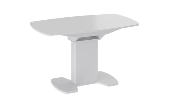 Кухонный раскладной стол Портофино (СМ(ТД)-105.02.11(1)), цвет Белый глянец/Стекло белое в Артемовском - изображение