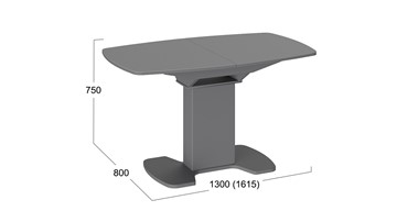 Кухонный раздвижной стол Портофино (СМ(ТД)-105.02.11(1)), цвет Серое/Стекло серое матовое LUX в Ревде - предосмотр 1
