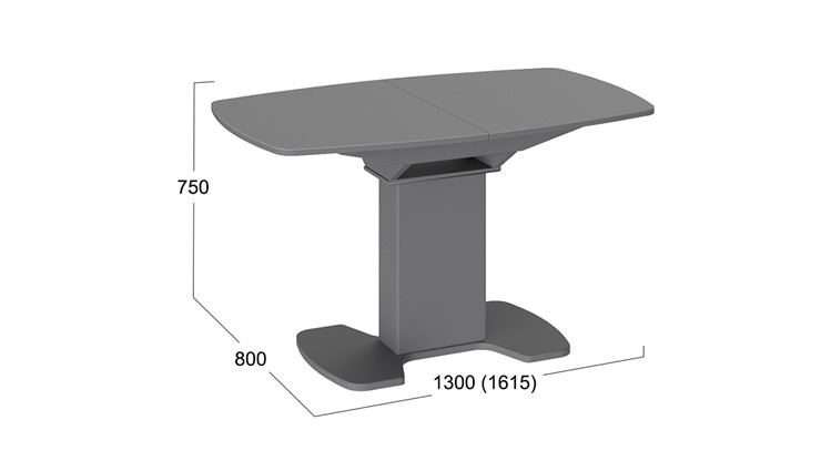 Кухонный раздвижной стол Портофино (СМ(ТД)-105.02.11(1)), цвет Серое/Стекло серое матовое LUX в Артемовском - изображение 1