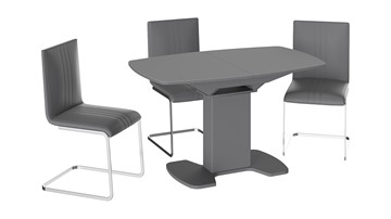Кухонный раздвижной стол Портофино (СМ(ТД)-105.02.11(1)), цвет Серое/Стекло серое матовое LUX в Асбесте - предосмотр 2