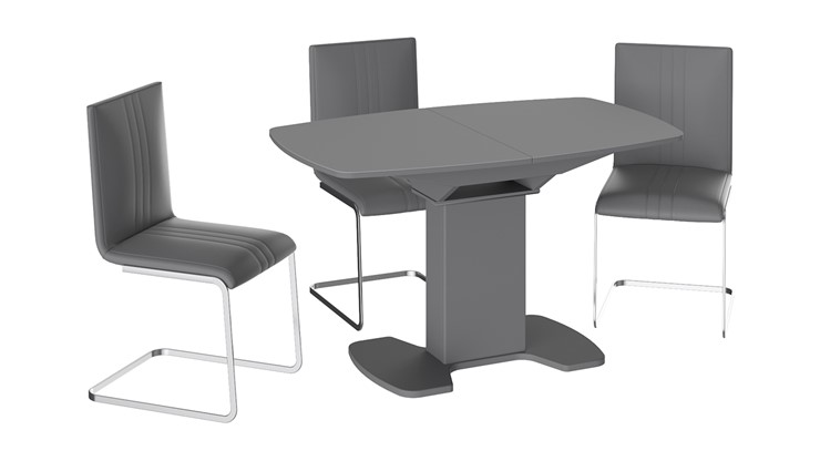 Кухонный раздвижной стол Портофино (СМ(ТД)-105.02.11(1)), цвет Серое/Стекло серое матовое LUX в Ревде - изображение 2