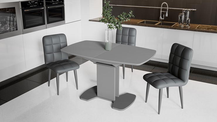 Кухонный раздвижной стол Портофино (СМ(ТД)-105.02.11(1)), цвет Серое/Стекло серое матовое LUX в Асбесте - изображение 4