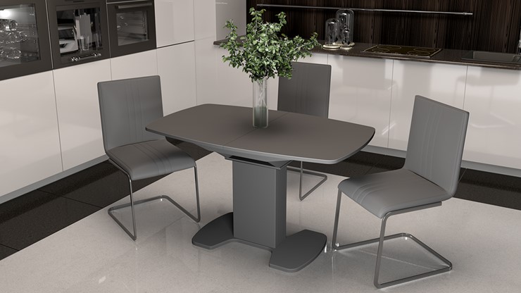 Кухонный раздвижной стол Портофино (СМ(ТД)-105.02.11(1)), цвет Серое/Стекло серое матовое LUX в Асбесте - изображение 5