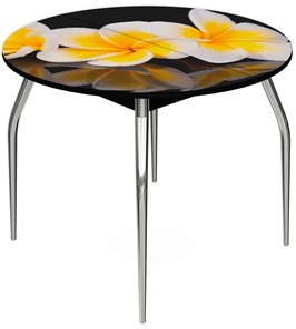 Кухонный стол раздвижной Ривьера - Круг, ноги хром №5, ФП (Цветы №11) в Ирбите