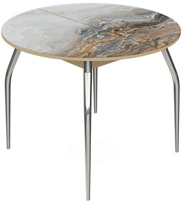 Стеклянный кухонный стол Ривьера - Круг, ноги метал. крашеные №24, ФП (Мрамор №29) в Екатеринбурге