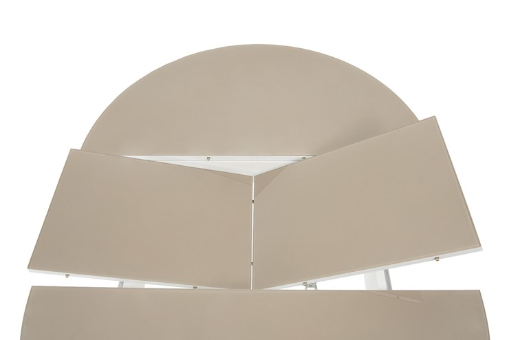 Кухонный стол раскладной Ривьера исп. круг хром №5 (стекло белое/белый) в Екатеринбурге - изображение 4