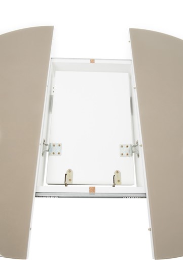 Стол раздвижной Ривьера исп. круг хром №5 (стекло белое/черный) в Ирбите - изображение 3