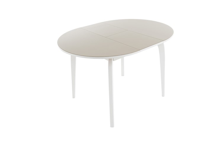 Кухонный раздвижной стол Ривьера исп. круг хром №5 (стекло черное/белый) в Ревде - изображение 2