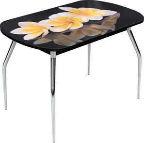 Кухонный стол раздвижной Ривьера исп.1 ноги метал. крашеные №24 Фотопечать (Цветы №11) в Асбесте
