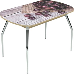 Обеденный раздвижной стол Ривьера исп.1 ноги метал. крашеные №24 Фотопечать (Фрукты №29) в Кушве