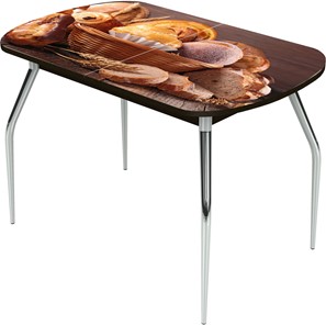 Кухонный раздвижной стол Ривьера исп.1 ноги метал. крашеные №24 Фотопечать (Хлеб №3 в Полевском
