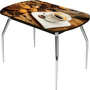 Кухонный раскладной стол Ривьера исп.1 ноги метал. крашеные №24 Фотопечать (Кофе №11) в Екатеринбурге