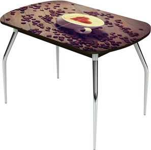 Кухонный раздвижной стол Ривьера исп.1 ноги метал. крашеные №24 Фотопечать (Кофе №20) в Асбесте
