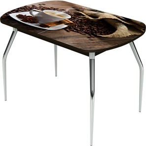 Кухонный раскладной стол Ривьера исп.1 ноги метал. крашеные №24 Фотопечать (Кофе №22) в Красноуфимске