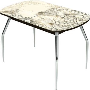 Кухонный раздвижной стол Ривьера исп.1 ноги метал. крашеные №24 Фотопечать (Текстура №33) в Ревде