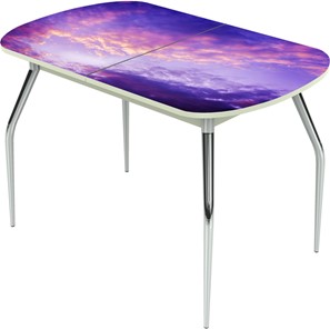 Кухонный раздвижной стол Ривьера исп.1 ноги метал. крашеные №24 Фотопечать (Текстура №48) в Кушве