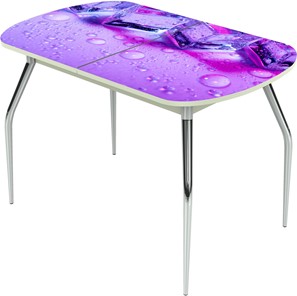 Кухонный раздвижной стол Ривьера исп.1 ноги метал. крашеные №24 Фотопечать (Вода №1) в Кушве