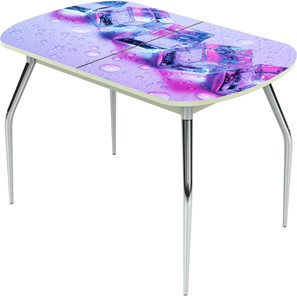 Кухонный раздвижной стол Ривьера исп.1 ноги метал. крашеные №24 Фотопечать (Вода №2) в Асбесте