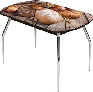 Кухонный раздвижной стол Ривьера исп.2 ноги метал. крашеные №24 Фотопечать (Хлеб №1) в Кушве