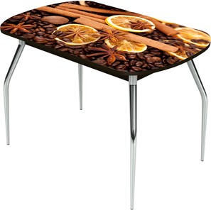 Кухонный раскладной стол Ривьера исп.2 ноги метал. крашеные №24 Фотопечать (Кофе №28) в Ревде
