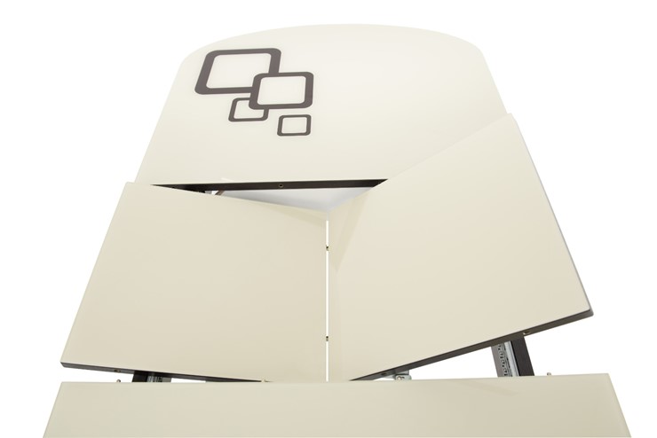 Кухонный раскладной стол Ривьера мини дерево №1, Рисунок квадро (стекло белое/черный/черный) в Екатеринбурге - изображение 4