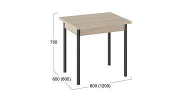 Обеденный раздвижной стол Родос тип 2 с опорой d40 (Черный муар/Дуб Сонома) в Полевском - предосмотр 2