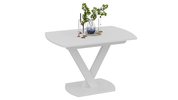 Кухонный стол раскладной Салерно тип 1 (Белый муар/Стекло матовое белое) в Ревде - изображение
