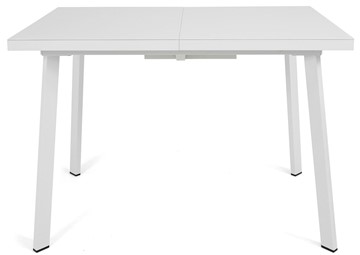 Кухонный раздвижной стол Сальвадор-1G (ноги белые, стекло cristal/белый цемент) в Каменске-Уральском - предосмотр 1