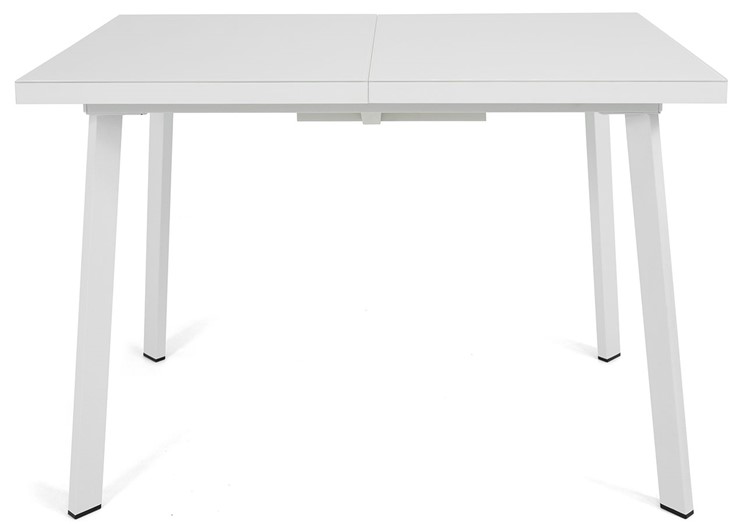 Кухонный стол раскладной Сальвадор-2G (ноги белые, стекло cristal/белый цемент) в Тавде - изображение 1