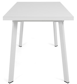Кухонный стол раскладной Сальвадор-2G (ноги белые, стекло cristal/белый цемент) в Екатеринбурге - предосмотр 2