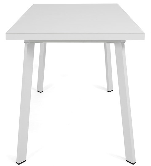 Кухонный стол раскладной Сальвадор-2G (ноги белые, стекло cristal/белый цемент) в Екатеринбурге - изображение 2