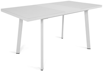 Кухонный раздвижной стол Сальвадор-1G (ноги белые, стекло cristal/белый цемент) в Каменске-Уральском - предосмотр 3