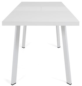 Кухонный раздвижной стол Сальвадор-1G (ноги белые, стекло cristal/белый цемент) в Каменске-Уральском - предосмотр 4