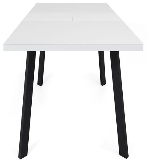 Кухонный раздвижной стол Сальвадор-1G (ноги черные, стекло cristal/белый цемент) в Екатеринбурге - изображение 5
