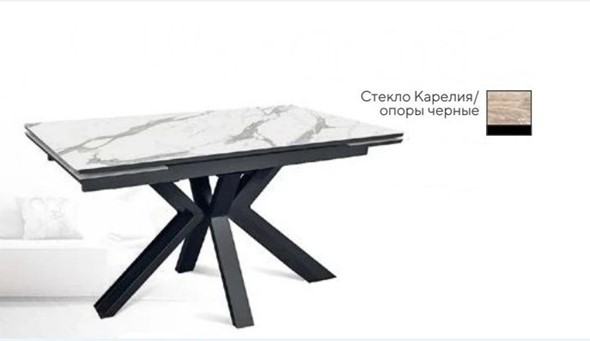 Стол раздвижной SFE 140, керамика карелия мрамор/ножки черные в Екатеринбурге - изображение
