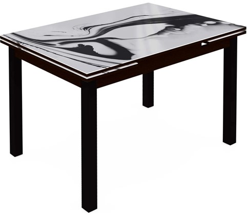 Кухонный стол раздвижной Шанхай исп.1 ноги хром №10 (Exclusive h187/черный) в Ревде - изображение