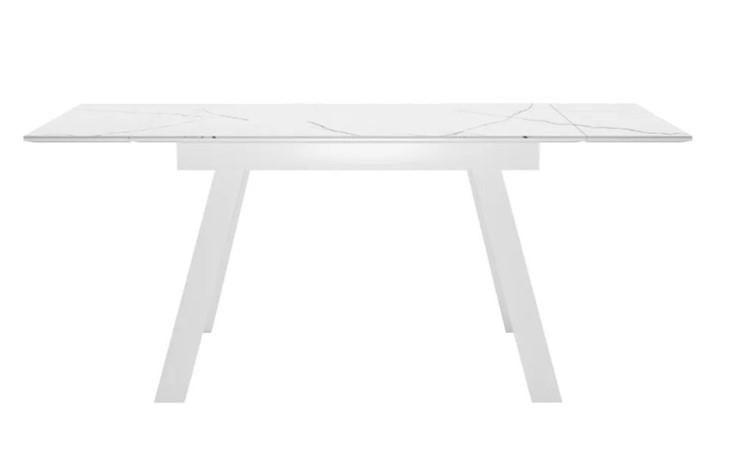 Обеденный раздвижной стол SKL 140, керамика белый мрамор/подстолье белое/ножки белые в Первоуральске - изображение 2