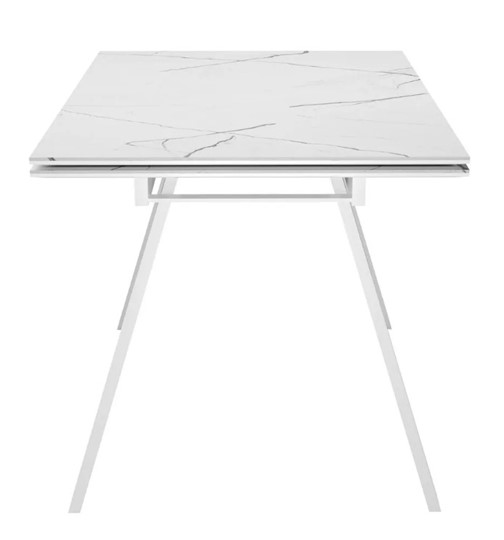 Обеденный раздвижной стол SKL 140, керамика белый мрамор/подстолье белое/ножки белые в Первоуральске - изображение 3
