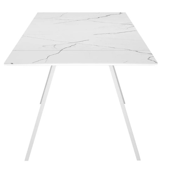 Обеденный раздвижной стол SKL 140, керамика белый мрамор/подстолье белое/ножки белые в Первоуральске - изображение 4