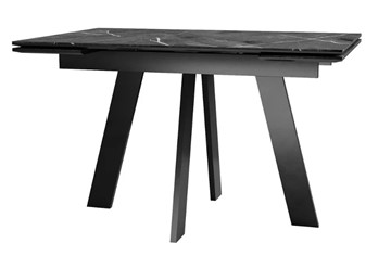 Стол раздвижной SKM 120, керамика черный мрамор/подстолье черное/ножки черные в Первоуральске - предосмотр 1