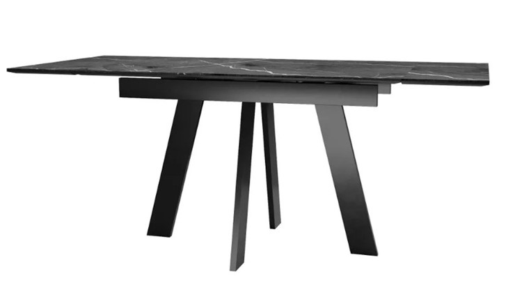 Стол раздвижной SKM 120, керамика черный мрамор/подстолье черное/ножки черные в Первоуральске - изображение 3