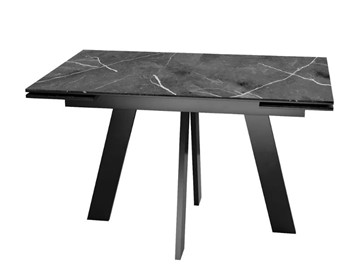 Стол раздвижной SKM 120, керамика черный мрамор/подстолье черное/ножки черные в Ревде